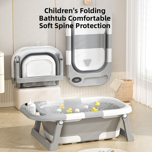 Foldable Baby Bathtub with Temperature-Sensing Cushion
